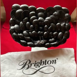 BRIGHTON ROSELIE NEW Black Leather Handbag Purse w/Box and Dust Cover H60263